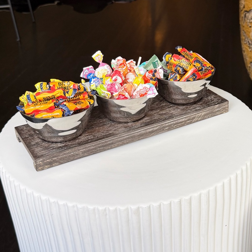 Wooden Tray with Candy Bowls